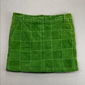 LOFT Ann Taylor Green Corduroy Patchwork Mini Skirt Size 8 Preppy Cottagecore